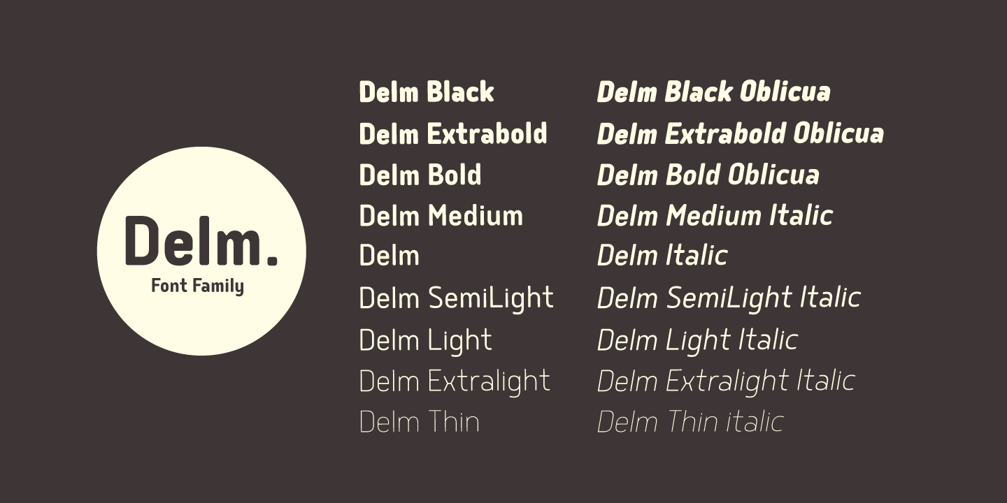 Пример шрифта Delm Italic